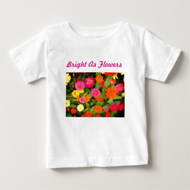 T-shirt Pour Bébé Brillant comme Fleurs Pink Toddler Ruffle Tee (Devant)