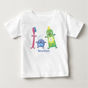T-shirt Pour Bébé Brosse à dents mignonne dentifrice dentaire soie d