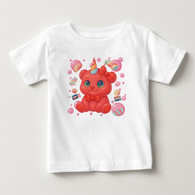 T-shirt Pour Bébé Bubblegum Unicorne Ours (Devant)