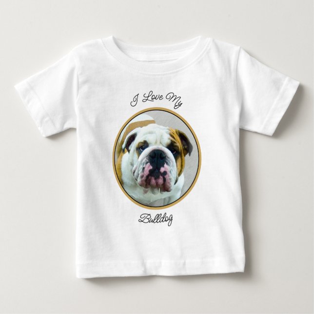 T-shirt Pour Bébé Bulldog Painting - Joli art original chien (Devant)