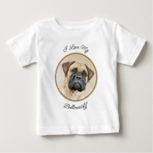 T-shirt Pour Bébé Bullmastiff Peinture - Joli chien d'origine art