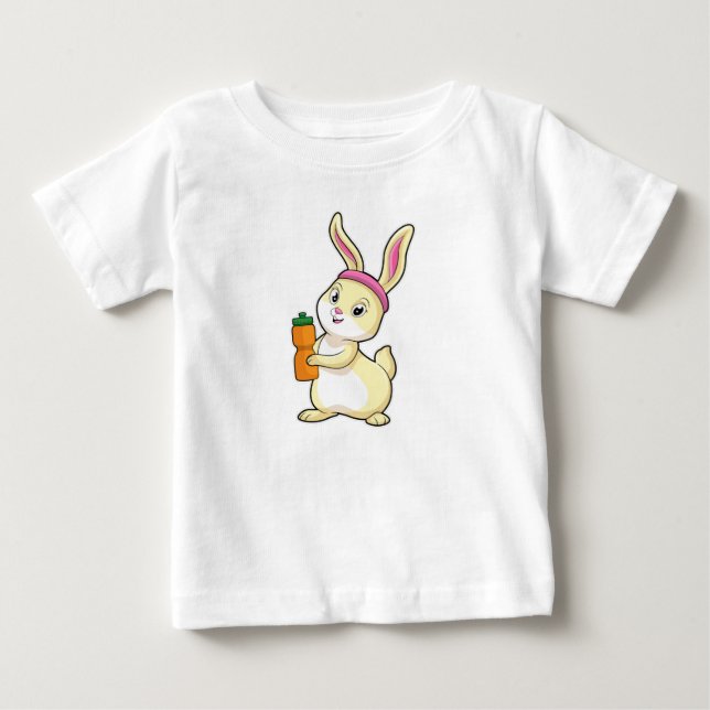 T-shirt Pour Bébé Bunny at fitness with Drinking bottle (Devant)