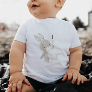 T-shirt Pour Bébé Bunny Balloon 1er anniversaire
