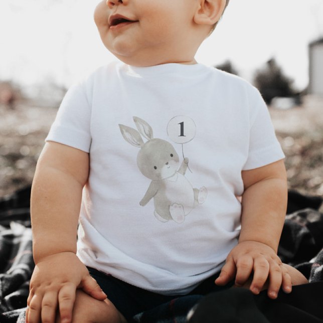 T-shirt Pour Bébé Bunny Balloon 1er anniversaire (Créateur téléchargé)