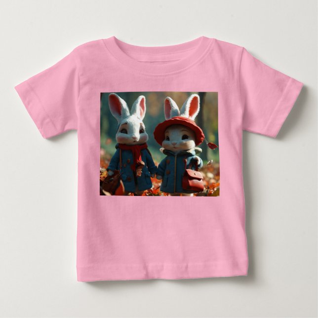 T-shirt Pour Bébé Bunny Duo dans le style Pixar Baby Tee (Devant)
