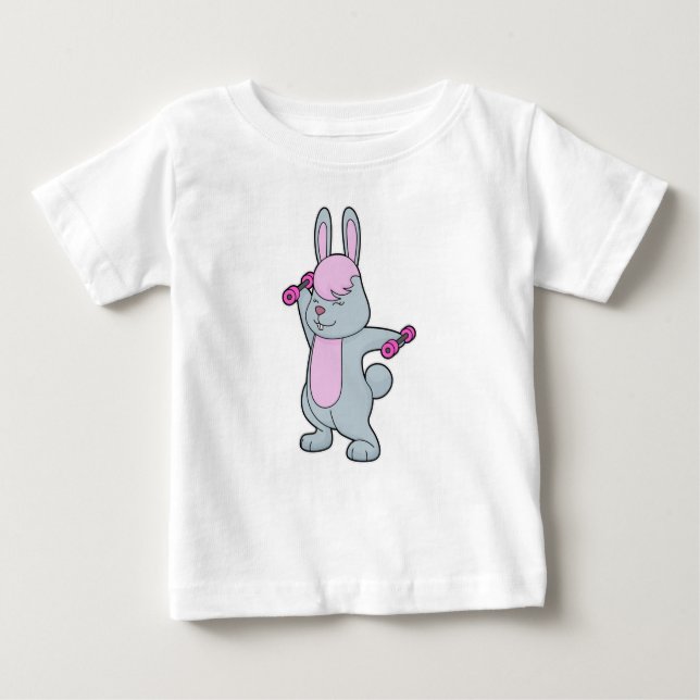 T-shirt Pour Bébé Bunny Fitness Dumbbell (Devant)