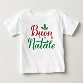 T-shirt Pour Bébé Buon Natale Italien Joyeux Noël Holly