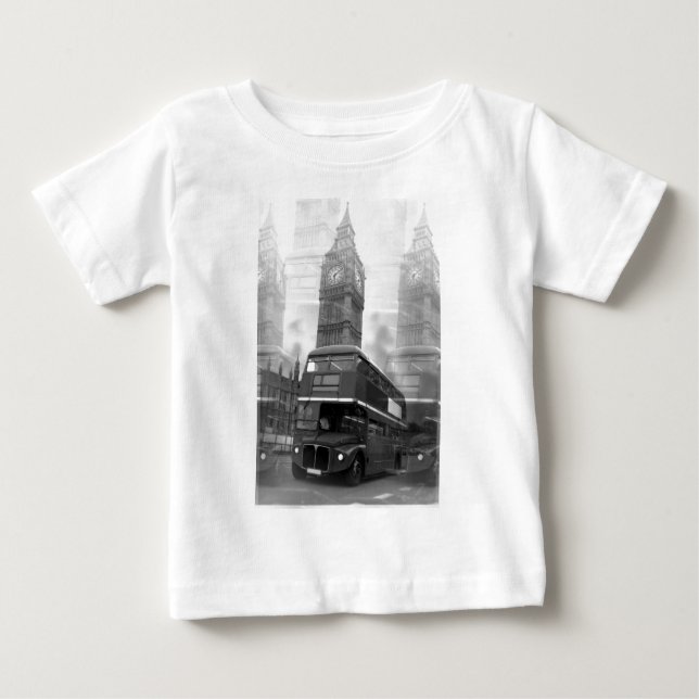 T-shirt Pour Bébé BW Black & White London Bus & Big Ben (Devant)