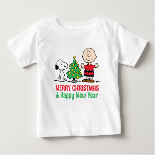 T-shirt Pour Bébé cacahuètes Snoopy & Charlie Arbre de Noël Brown