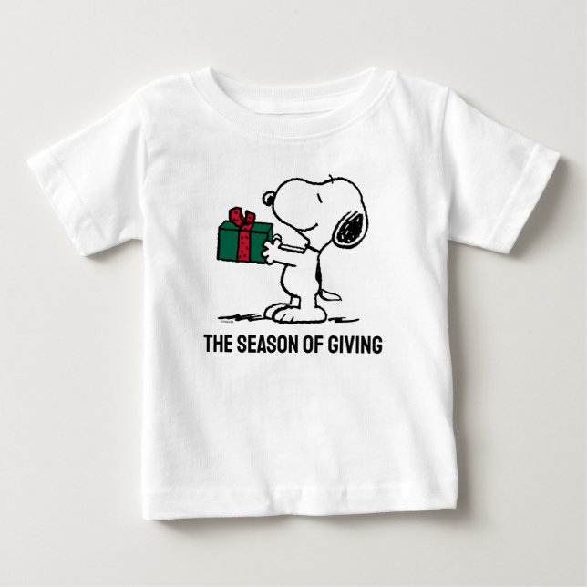 T-shirt Pour Bébé cacahuètes | Snoopy Christmas Gift Giver (Devant)
