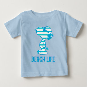 T-shirt Pour Bébé cacahuètes Snoopy Cyan Stripes Lunettes de solei