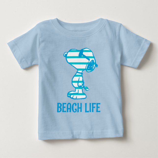 T-shirt Pour Bébé cacahuètes | Snoopy Cyan Stripes Lunettes de solei (Devant)