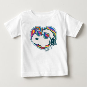 T-shirt Pour Bébé cacahuètes   Snoopy Heart Rainbow