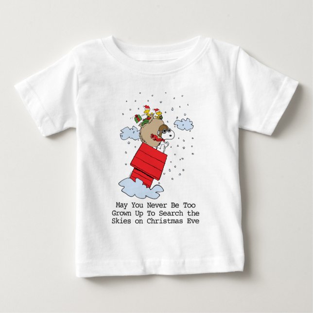T-shirt Pour Bébé cacahuètes | Snoopy l'As Volant à Noël (Devant)