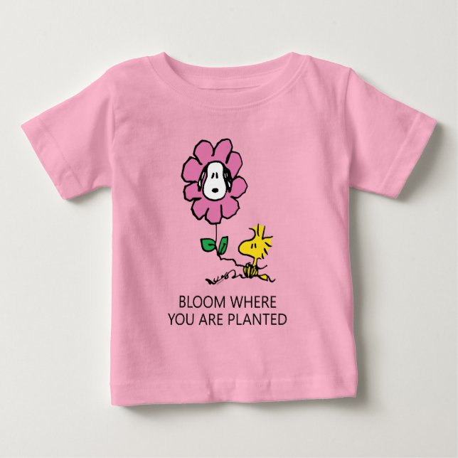 T-shirt Pour Bébé cacahuètes | Snoopy & Woodstock Flower (Devant)