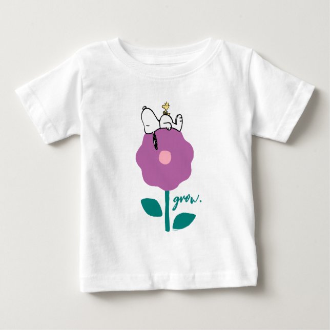 T-shirt Pour Bébé cacahuètes | Snoopy & Woodstock Flower Whististle (Devant)