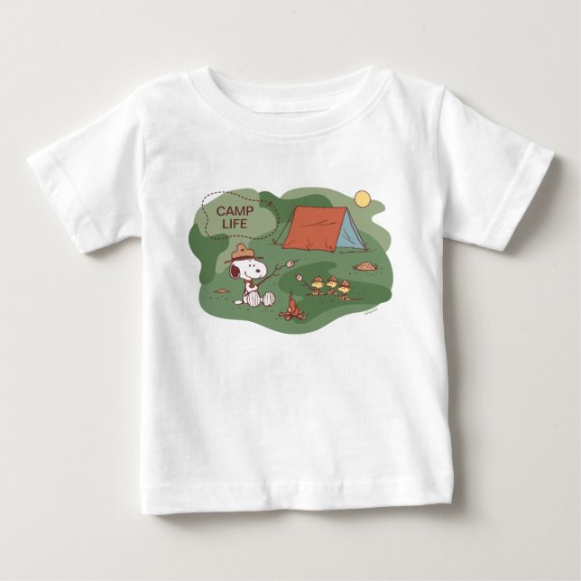 T-shirt Pour Bébé cacahuètes | Snoopy & Woodstock Happy Campers (Devant)