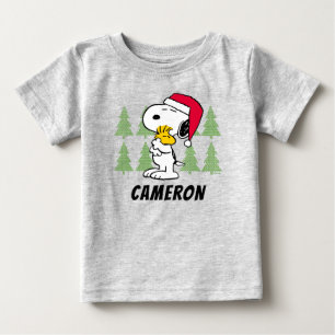 T-shirt Pour Bébé cacahuètes   Snoopy & Woodstock Santa Claus Hug