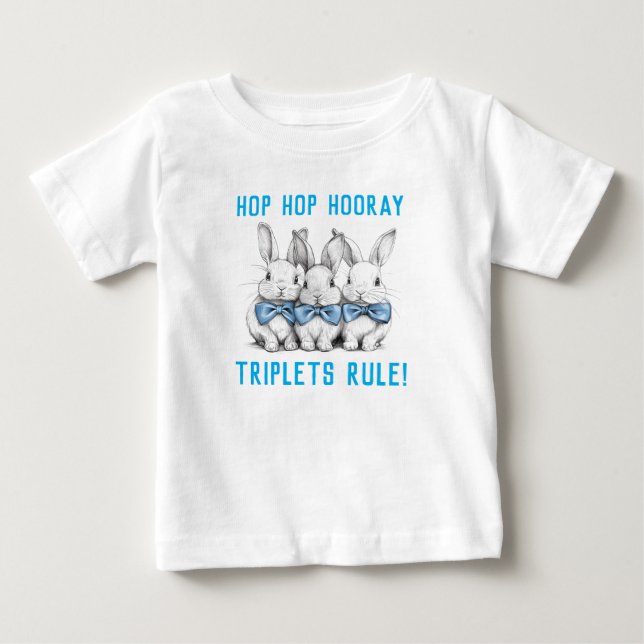 T-shirt Pour Bébé Cadeau de Pâques, Baby shower, lapins, Garçons Tri (Devant)