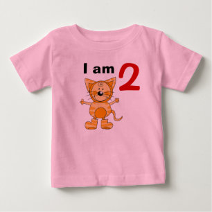 T-shirt Pour Bébé Cadeau garçon/fille de 2 ans (chat orange)