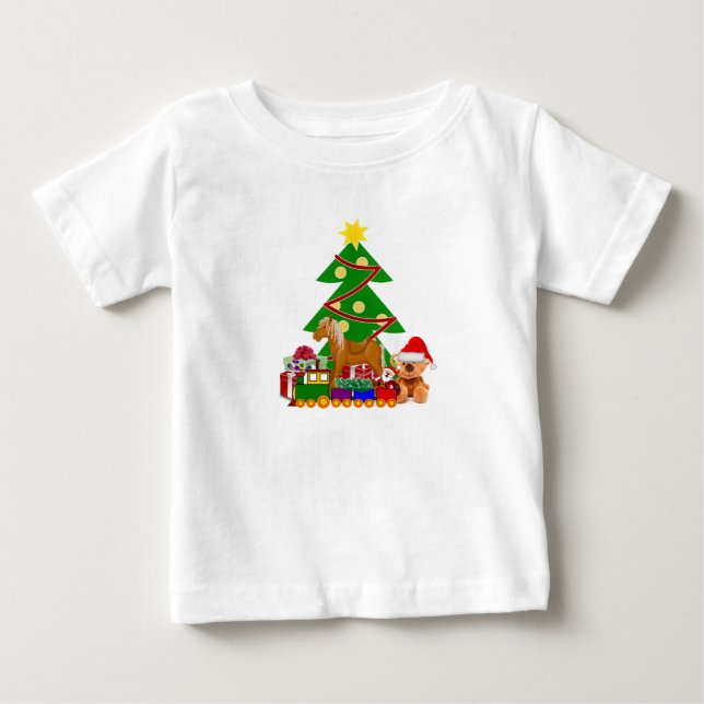 T-shirt Pour Bébé Cadeaux de Noël mignons sous l'arbre de Noël (Devant)