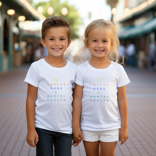 T-shirt Pour Bébé Café, Chiens et Santé mentale - Le Trio Parfait