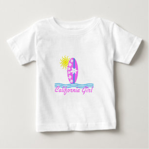 T-shirt Pour Bébé California Girl Pink Surfboard W/Sun