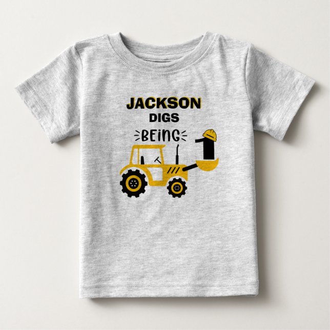 T-shirt Pour Bébé Camion à benne garçons de construction Premier Ann (Devant)