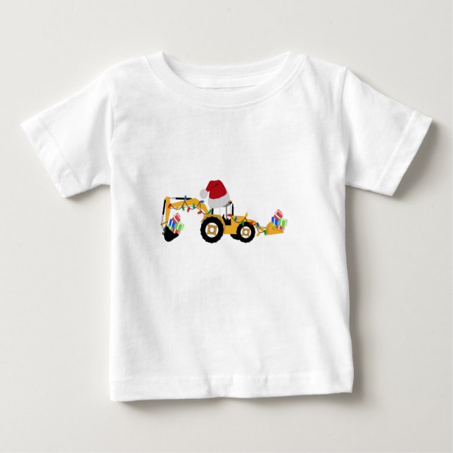 T-shirt Pour Bébé Camion de construction à benne preneuse de Noël (Devant)