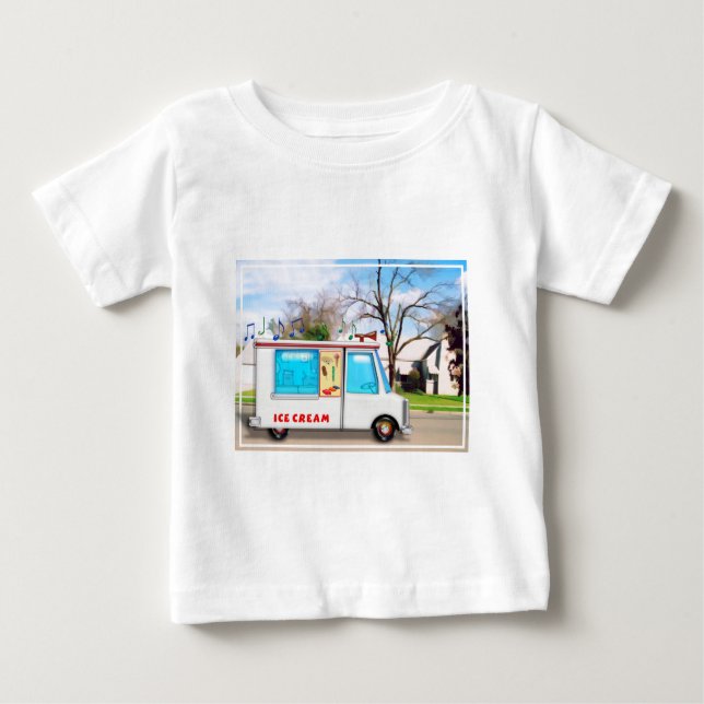 T-shirt Pour Bébé Camion de crème glacée dans la rue (Devant)
