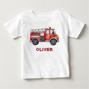 T-shirt Pour Bébé Camion de pompiers rouge mignon