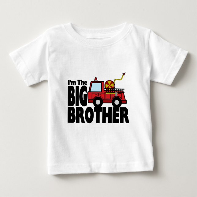 T-shirt Pour Bébé Camion d'incendie Big Brother (Devant)