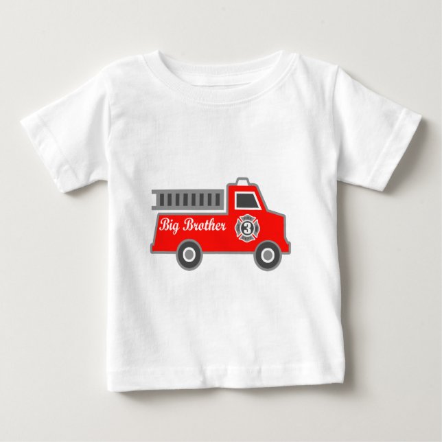 T-shirt Pour Bébé Camion d'incendie Big Brother (Devant)