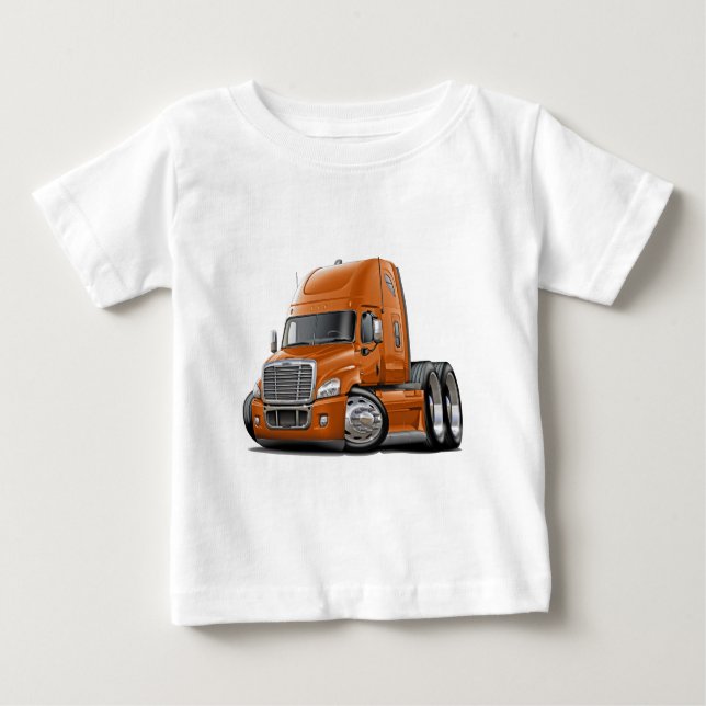 T-shirt Pour Bébé Camion d'orange de Freightliner Cascadia (Devant)
