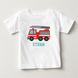 T-shirt Pour Bébé Camion feu rouge mignon pour petits pompiers