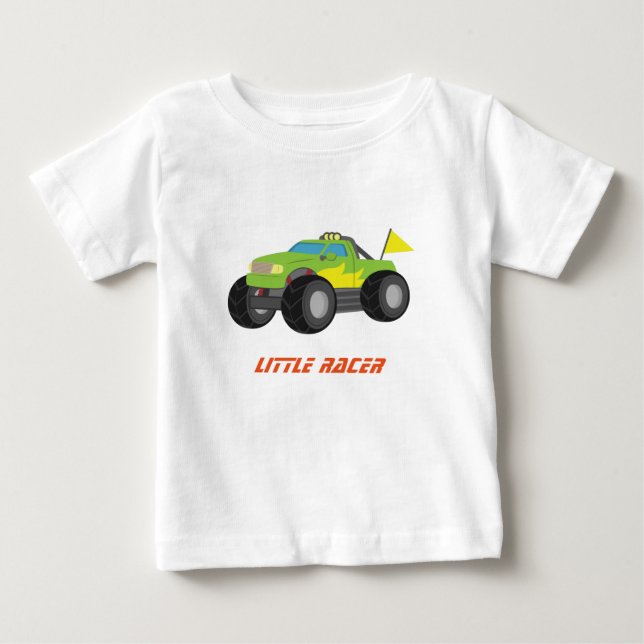 T-shirt Pour Bébé Camion Monster Vert Racing pour bébés garçons (Devant)