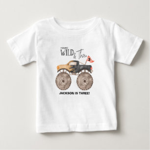 T-shirt Pour Bébé Camion monstre 3ème anniversaire Jeune Sauvage et