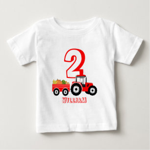 T-shirt Pour Bébé Camion rouge produit de la ferme d'anniversaire ga