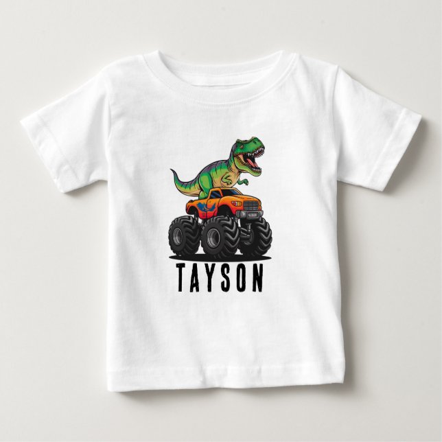 T-shirt Pour Bébé Camion T-Rex Dinosaur Monster (Devant)