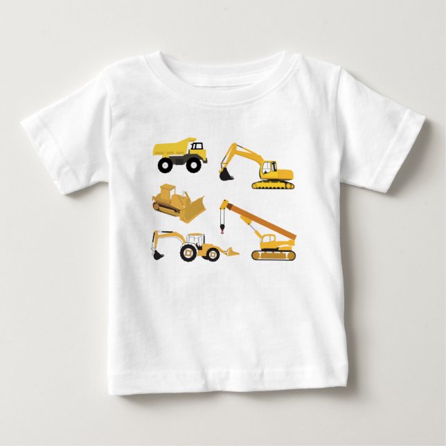 T-shirt Pour Bébé Camions de construction (Devant)