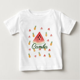 T-shirt Pour Bébé Camiseta "Babero Dulce Tropical - Sandía & Piña" 