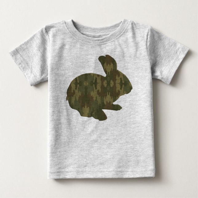 T-shirt Pour Bébé Camouflage Silhouette Chemise lapin de Pâques (Devant)
