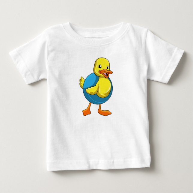 T-shirt Pour Bébé Canard à nager avec anneau de nage (Devant)