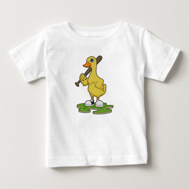 T-shirt Pour Bébé Canard au baseball avec batte de baseball (Devant)