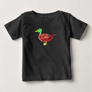 T-shirt Pour Bébé Canard colvert mâle tête verte aquarelle