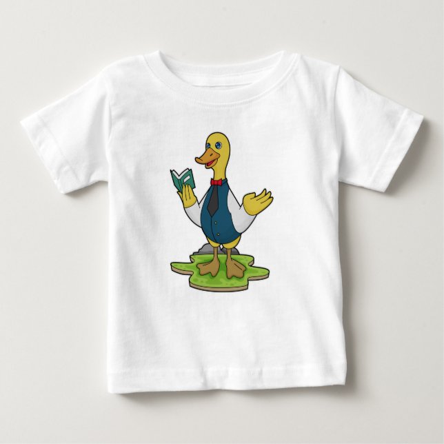 T-shirt Pour Bébé Canard comme enseignant avec livre (Devant)