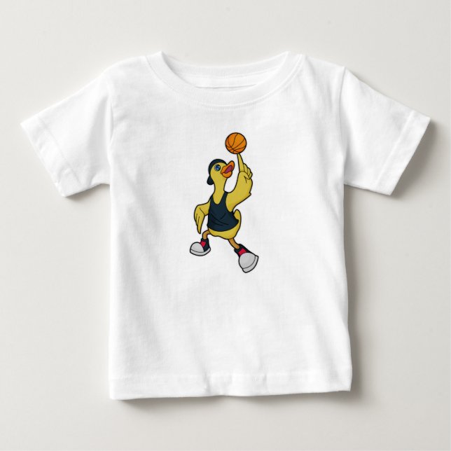 T-shirt Pour Bébé Canard comme joueur de basketball avec basket-ball (Devant)