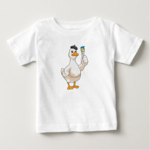 T-shirt Pour Bébé Canard comme peintre avec pinceau