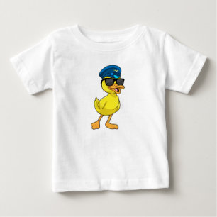 T-shirt Pour Bébé Canard comme pilote avec casquette pilote