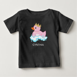 T-shirt Pour Bébé Canard en Caoutchouc (Rose) Impression Personnalis